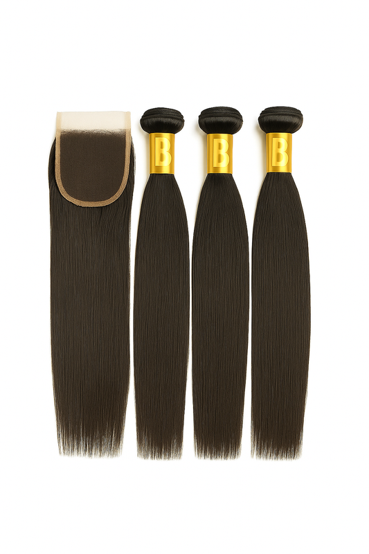 Brazilian 3 Bundles + 5x5 HD lace closure